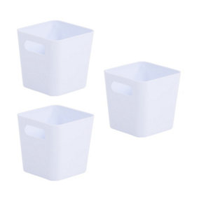 3 x White Wham Plastic Square Studio Handy Storage Basket Tumbler 10cm x 10cm 720ml
