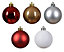 30 Assorted Christmas Baubles Red White Silver Butterscotch Mix 60mm