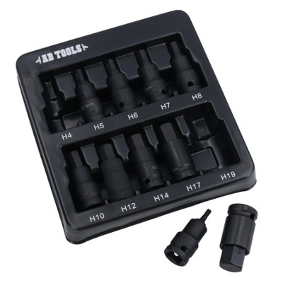 30" Breaker Power Bar &  10pc Impact Hex Bit Socket Set 1/2'' Drive 4 -19mm