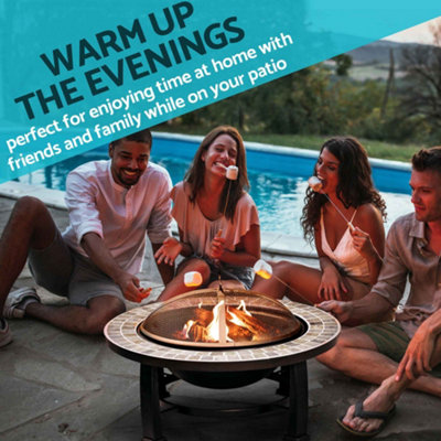 30" Deluxe Traditional Style Fire Pit with Slate Top - DG111