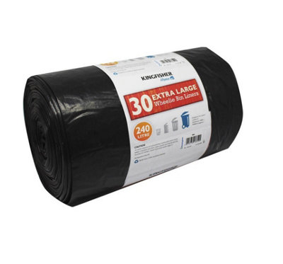 30 Extra Large Black Wheelie Bin Liners 240L DIY at B&Q