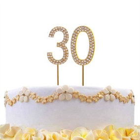 30 Gold Diamond Sparkley Cake Topper Number Year For Birthday Anniversary Party Decorations
