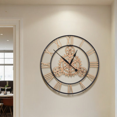 30-inch Retro Wrought Iron Gear Wall Clock