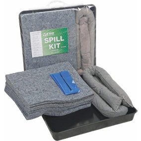 30 Litre EVO Spill Kit including a Drip Tray - Suitable for Hydraulics, Oils, Coolant, Fuels and Mild Ac'ds.