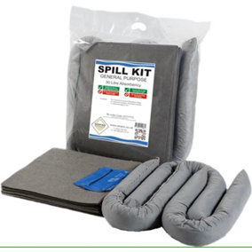 30 Litre General Purpose Spill Kit, Absorb a Wide Range of Liquids, Including Water, Oils, coolants and mild Chemicals