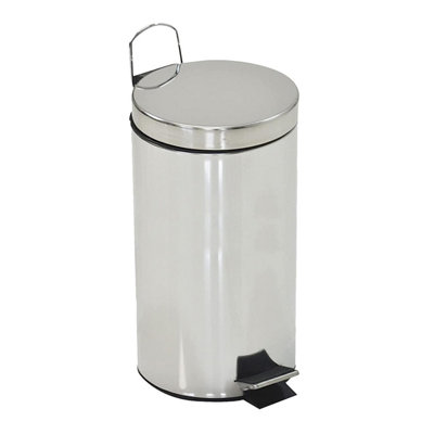 30 Litre Slim Kitchen Indoor/Outdoor Pedal Bin Rubbish & Waste Bin Slip Resistant With Strong Metal Stainless Steel Inner Bin & Ha