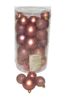 30 Marble Pink Christmas Tree Baubles