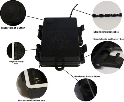 30 Multi-Coloured LED Outdoor Waterproof Battery 8 Multi-Function ...