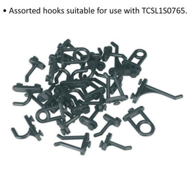 30 PACK - Assorted Tool Pegboard Hook Set - Garage Tool Mounting / Hanging Arms