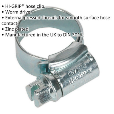 30 PACK Zinc Plated Hose Clip - 11mm to 16mm Diameter - External ...