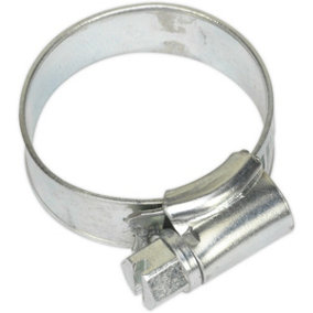 30 PACK Zinc Plated Hose Clip - 19 to 29mm Diameter - External Pressed Threads