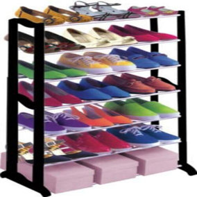 30 Pairs 10 Tier Shoe Rack Stand Storage Freestanding Organiser Easy To Assemble (Black)