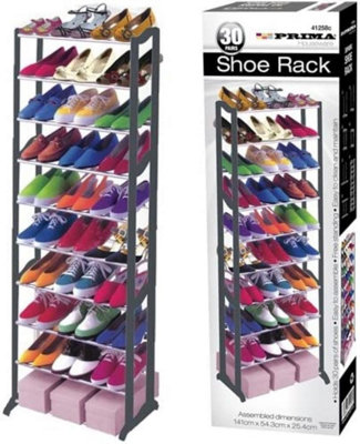 10-Tier Rolling Shoe Rack, Silver Finish, up to orders 30 Pair of Shoes