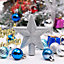 30 Pcs Blue Shatterproof Christmas Decoration Xmas Ornament Christmas Tree Baubles Set with Snowflake Tree Topper