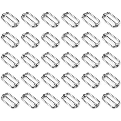 30 Pcs Buckles Set for 40 mm / 1.57" Webbing Strap, 30 x Triglide Sliders, Metal, Silver, Bag Making, Accessories, Straps, DIY