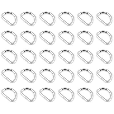 30 Pcs Buckles Set for 50 mm / 2" Webbing Strap, 30 x D Rings, Metal, Silver, Bag Making, Accessories, Straps, DIY, Crafts