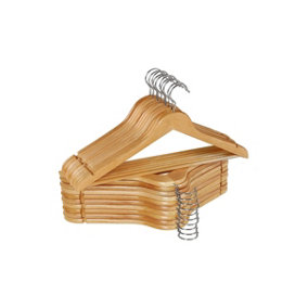 30 Pcs Wooden Suit Clothes Hangers - Natural