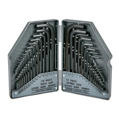 30 Piece Hex Key Set , Metric & Imperial Allen Keys Long Arm Kit with ...