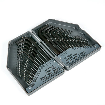 30 Piece Hex Key Set , Metric & Imperial Allen Keys Long Arm Kit with ...