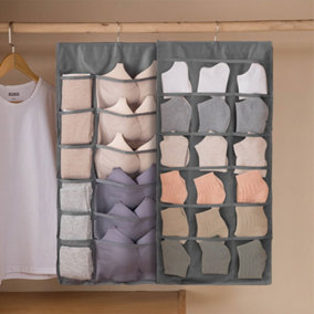 30 Pockets Grey Versatile Double Sided Fabric Hanging Storage Bag
