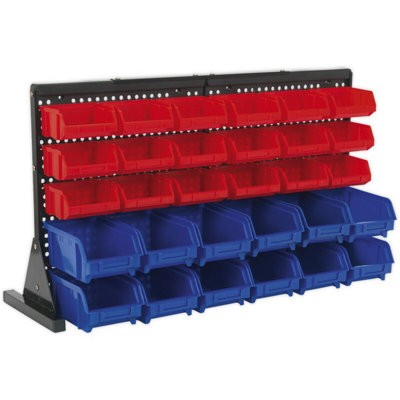 30 Tray Bench Mounted Parts Storage Rack for Efficient Garage and ...