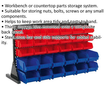 30 Tray Bench Mounted Parts Storage Rack for Efficient Garage and ...