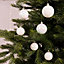 30 White Iridescent Christmas Baubles Shatterproof Tree Decor Glitter Shiny Iris
