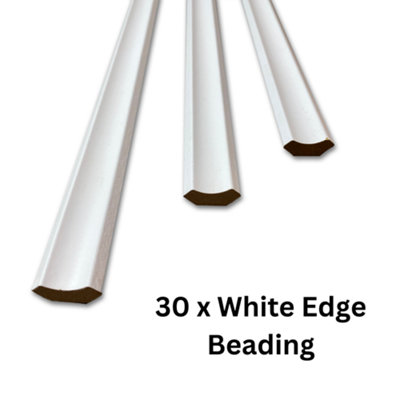 30 x 2.4m White Scotia Beading Flooring Edging Strips - Laminate And Wood Beading