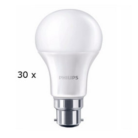 30 x Philips Bayonet Cap Warm White Ceiling Light Bulb Lamp B22 470Lm LED 6W GLS