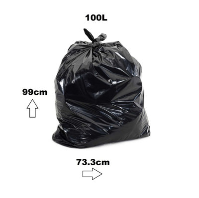 Large Heavy Duty Recycled Black Bin Bags 100L