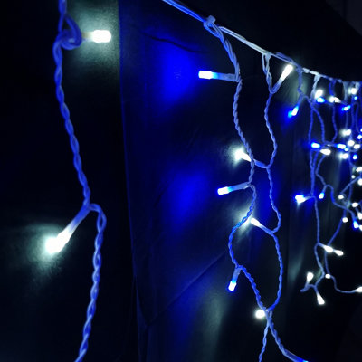 300 LED 7.5m Premier Christmas Outdoor 8 Function Icicle Lights Blue & White Price Comparisons | Compare The Build