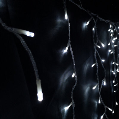 300 LED 7.5m Premier Christmas Outdoor 8 Function Icicle Lights in Cool White Price Comparisons | Compare The Build