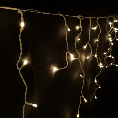 300 LED 7.5m Premier Christmas Outdoor 8 Function Icicle Lights in Warm White