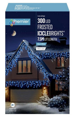 300 LED Blue & White Frosted Icicle LightsChristmas Lights 7.5M Lit Length