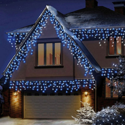 300 LED Blue & White Frosted Icicle LightsChristmas Lights 7.5M Lit Length