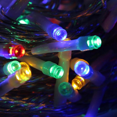 300 Multi-Coloured LED's Clear Cable Connectable Outdoor Christmas