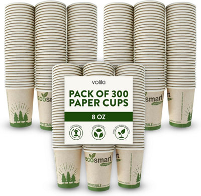 300 Pack 8oz Paper Coffee Cups Disposable Hot Drink Cups for Home ...