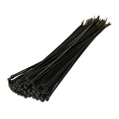 300 Pcs 300mm x 4.8mm Strong Black Nylon Plastic Cable Ties Zip Tie Wraps organizer