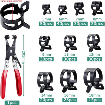 300 Pcs Spring Hose Clamps, Spring Clips for Pipes, 10 Sizes 5-18mm ...
