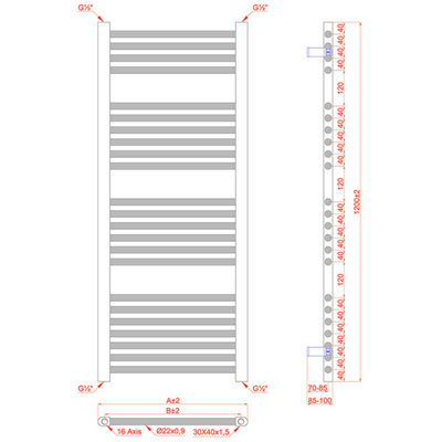 300 x 1200 mm Shiny Gold Dual Fuel Electric Radiator Bathroom Towel ...