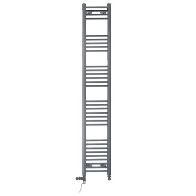 300 x 1800 mm Anthracite Grey Dual Fuel Electric Radiator Bathroom Towel Rail Radiator With Standard Electric Element