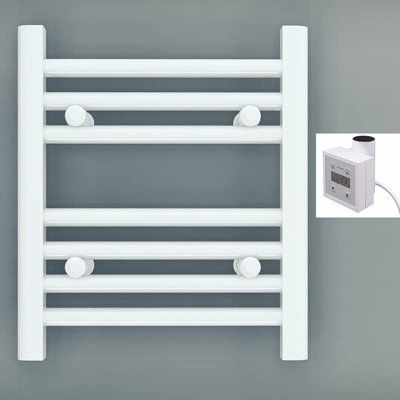 300 x 400 mm White Electric Bathroom Heated Towel Rail Thermostatic ...
