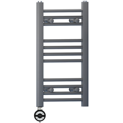 300 x 600 mm Anthracite Grey Electric Bathroom Heated Towel Rail Thermostatic Warmer Radiator Precise Control Terma MOA Element