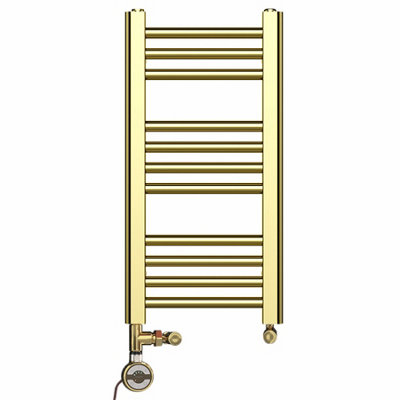 300 x 600 mm Shiny Gold Dual Fuel Electric Radiator Bathroom Towel Rail ...