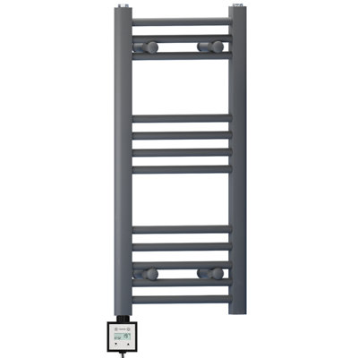 300 x 700 mm Anthracite Grey Electric Bathroom Heated Towel Rail Thermostatic Warmer Radiator Digital Controller KTX3 Timer