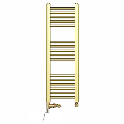 300 x 900 mm Shiny Gold Dual Fuel Electric Radiator Bathroom Towel Rail ...
