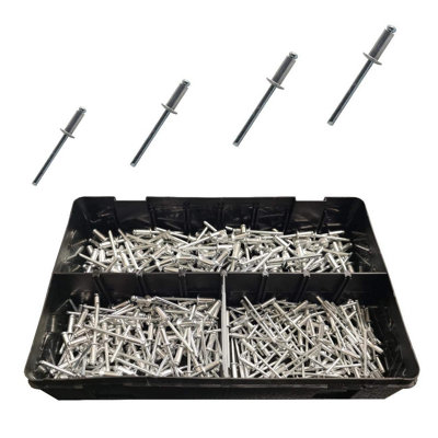 300 x Assorted Aluminium Pop Rivets Standard Flange Dome Headed in ...