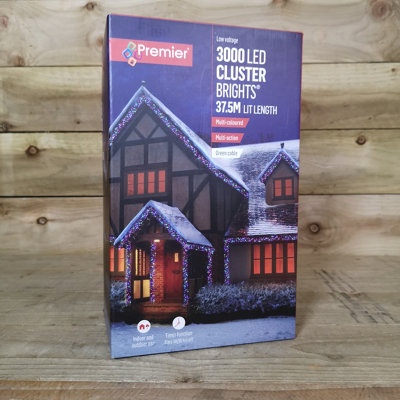 3000 LED 37.2m Premier Christmas Outdoor Cluster Timer Lights in Multicoloured - 6
