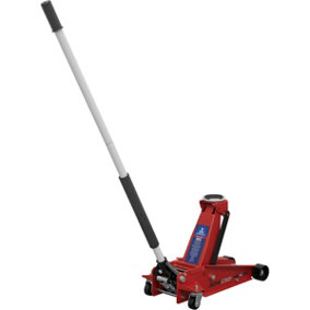 3000kg Hydraulic Trolley Jack - Twin Piston - 456mm Max Height - Safety Overload