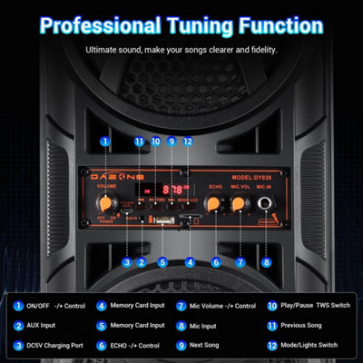 3000W Portable Bluetooth Speaker Sub Woofer Heavy Bass Party Sound ...